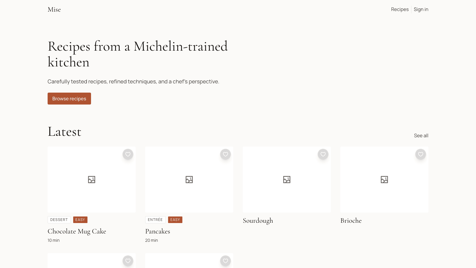 Mise recipe app
